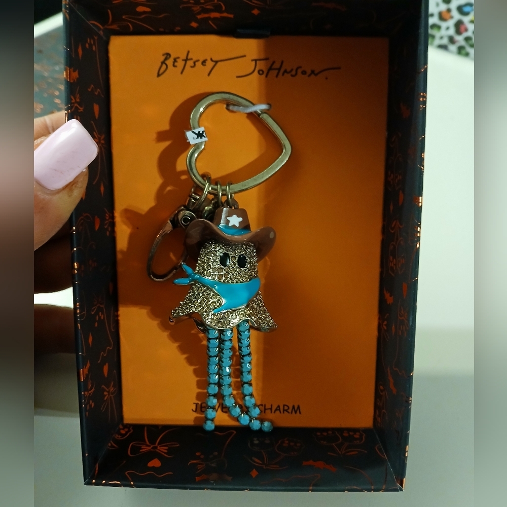 Betsey Johnson NWT/NIB Cowboy Ghost Bag Charm/Keychain - Picture 1 of 4